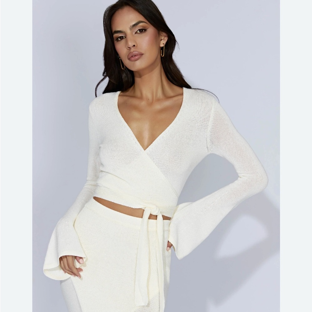 Meshki Tan Midi Pencil Skirt with Slit